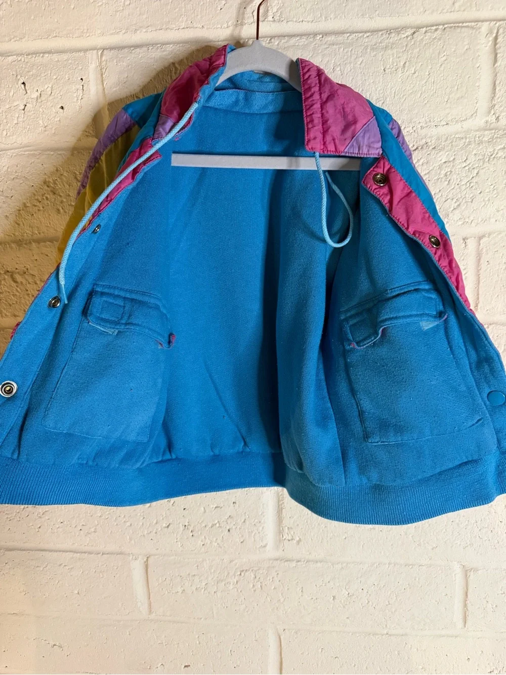 80s/90s Vintage Colorblock Windbreaker Jacket Pink & Blue Reversible Size 4/5